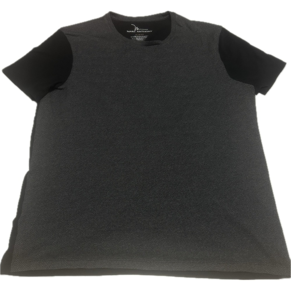 Marc Anthony Mens XL Slim Fit Textured Mixed Media T-Shirt Black Grey Casual Tee